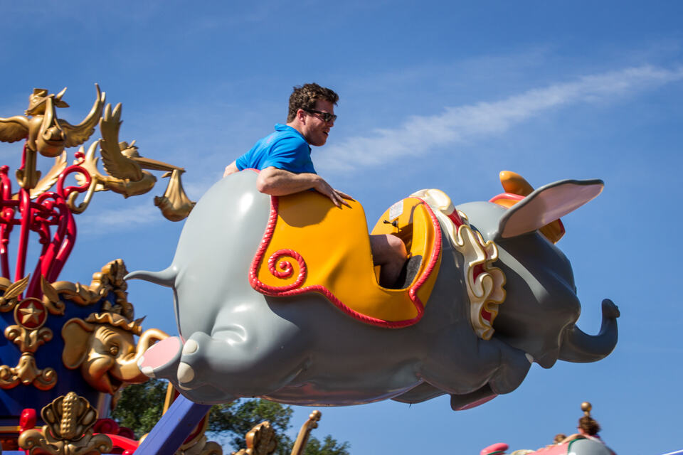 An elephant ride vehicle on Dumbo the Flying Elephant at Magic Kingdom in 2014.