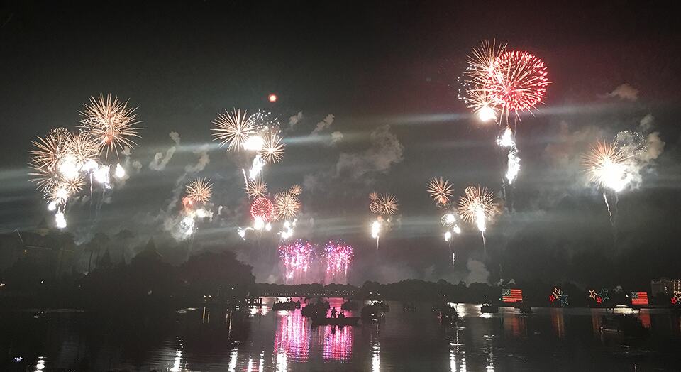 Fireworks illuminating the night sky over Magic Kingdom on July 4, 2016.