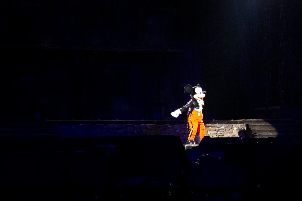 Mickey Mouse performing in Disneyland’s Fantasmic! show in 2011.